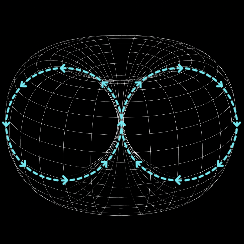 Toroidal representation of the Drift Field Flow, with radiant outflow and gravitational inflow